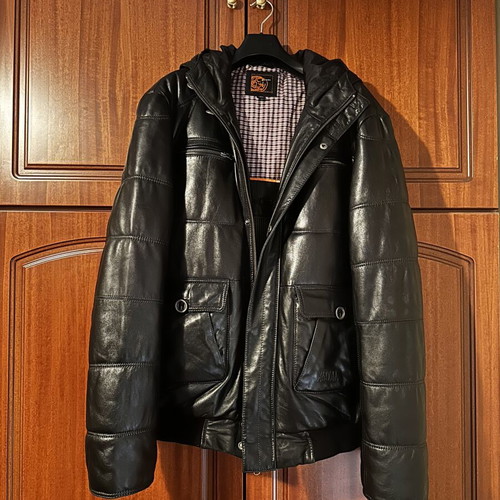 Men's Genuine Leather Jacket like new, black, size 3XL