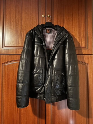 Men's Genuine Leather Jacket like new, black, size 3XL
