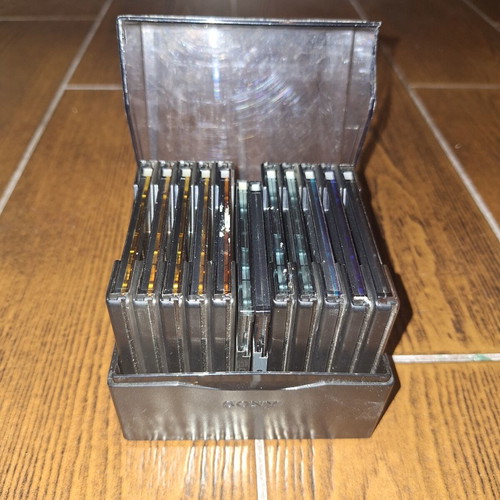MiniDisc collection with Sony storage base, untested