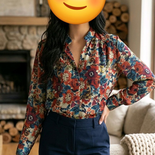 Mango shirt used floral design size S oversized model