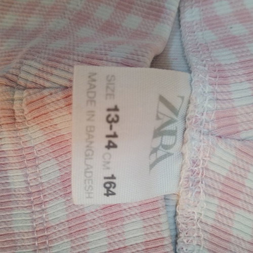 Zara kids cycling shorts, pink and white checkered, cotton, age 13-14