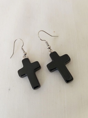 Unisex Gothic Σκουλαρίκια Μαύρος Σταυρός από ατσάλι καινούργιο