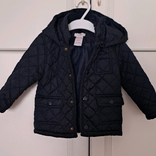 Baby jacket like new 12-18 months blue quilted with detachable hood