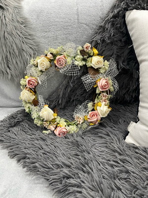 Decorative wreath used made of roses