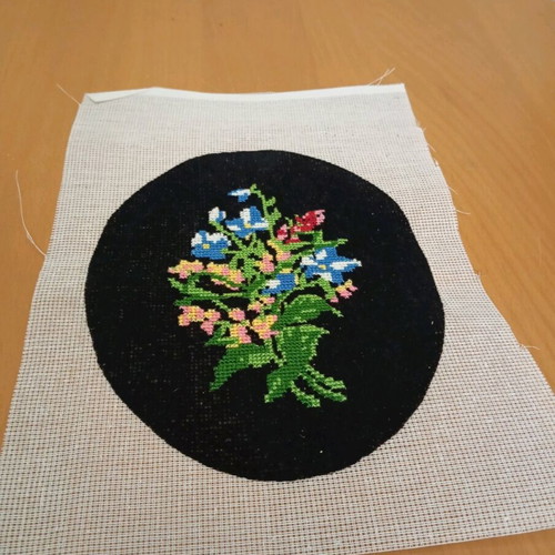 Handmade oval embroideries new, set of 2 pieces