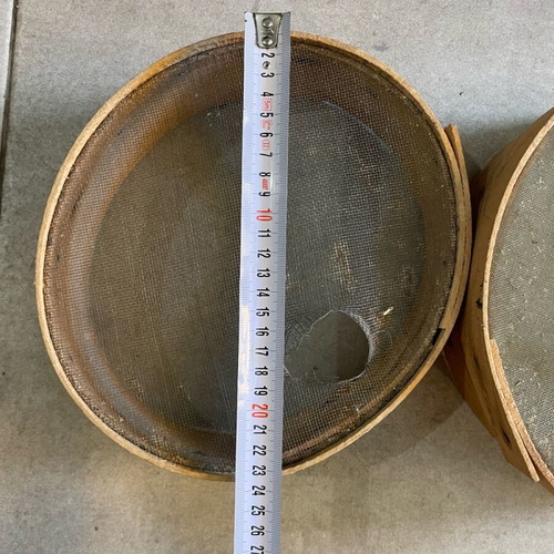 Old handmade sieves used, 1930s era, set of 2