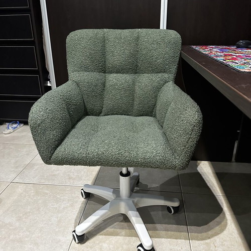 Office chair new, boucle fabric and metal