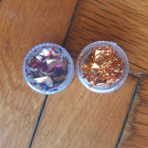 Nail decorations new with foil and powders