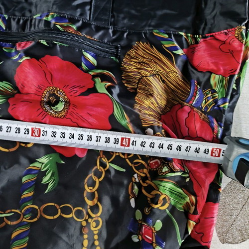 Women's large shoulder bag used, black with flowers