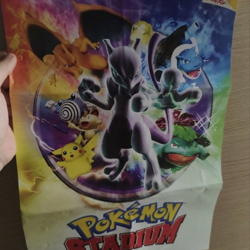 Pokemon Stadium poster used, double-sided Nintendo 64 collectible