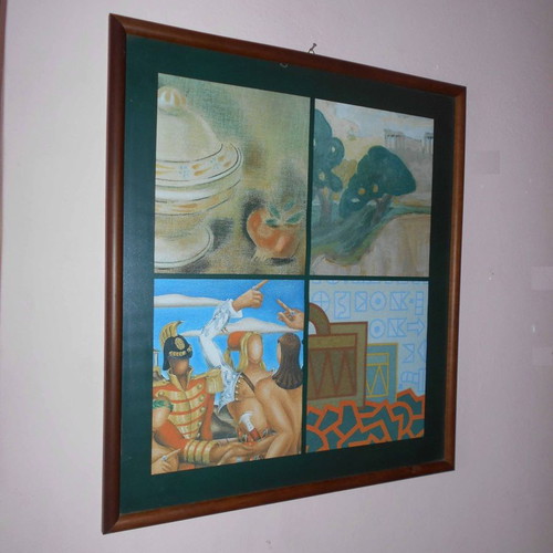 Set of 2 framed art prints in quadriptych, 36x41 cm