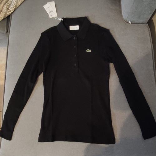 Lacoste women's black long-sleeve polo shirt, size M 38