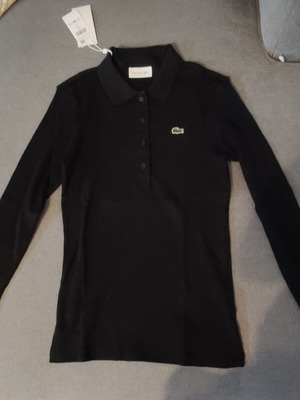 Lacoste women's black long-sleeve polo shirt, size M 38