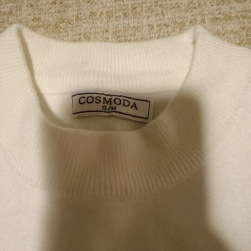 White sweater with rhinestones and pearls