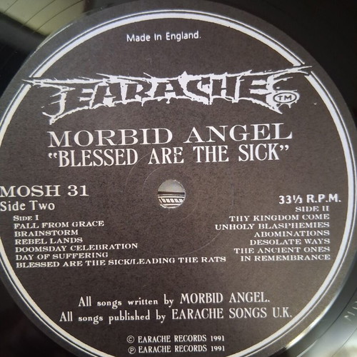 Morbid Angel Blessed Are The Sick vinyl record, metal, Earache MOSH 31 UK 1991