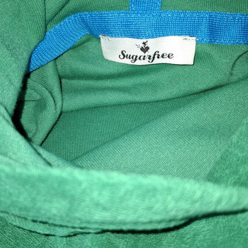 Sugarfree sleeveless terry top with hood like new, green and turquoise, size 12-14
