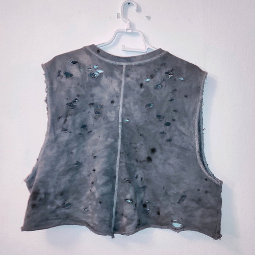 Sakis Rouvas X Sprider refurbished gray cropped distressed sweater vest