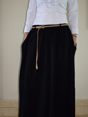Summer black skirt with braided belt and Zara small shirt used