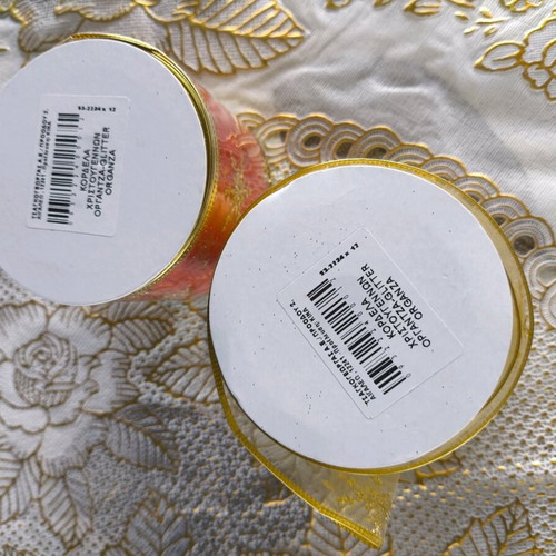 Christmas ribbons new, set of 2 with purple glitter