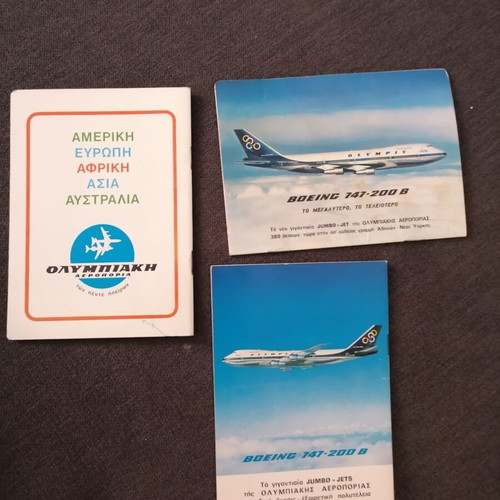 Olympic Airways booklets used, set of 3, 1973-1974