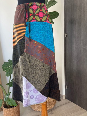Maxi Patchwork Skirt used, ethnic boho colorful