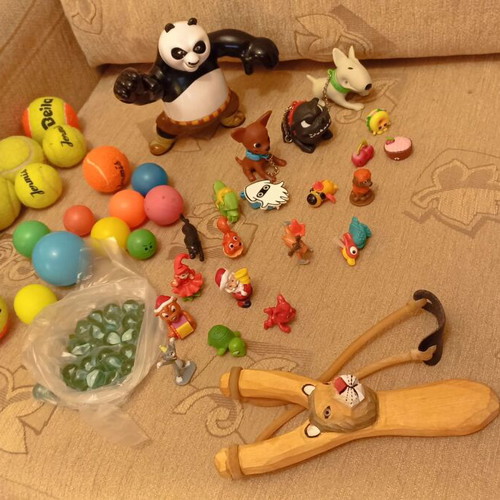 Kids Toys Used Mixed Set Including Kung Fu Panda, Shopkins, Kinder, Marbles