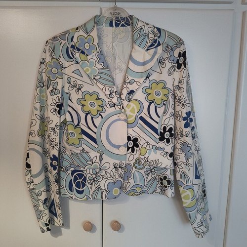 Cropped floral jacket like new, cotton elastic fabric, size S