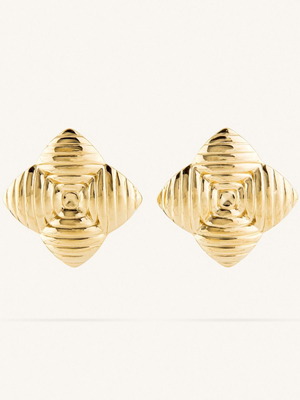 Square embossed stainless steel earrings gold color new