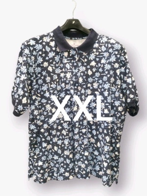 Γυναικεία μπλούζα polo XXL-XXXL σαν καινούργιο, μπλε με λουλούδια