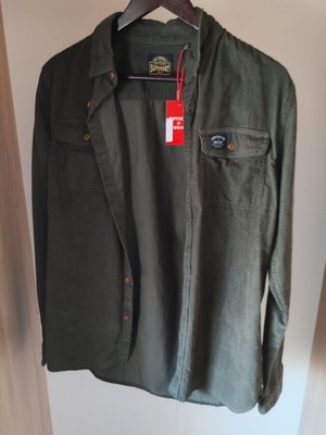 Superdry κοτλέ πουκάμισο καινούργιο σκούρο πράσινο, μέγεθος M