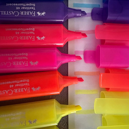 Faber-Castell Textliner 46 superfluorescent highlighters set of 7 like new