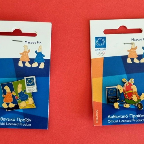 Olympic pin set Athens 2004 new, 2 pieces with Easter mascot 03