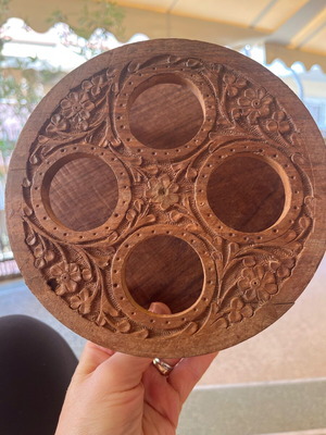 Χειροποίητος Ινδικός Πιποστάτης σαν καινούργιος, ξυλόγλυπτη βάση 4 θέσεων