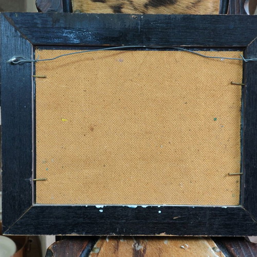 Old Dutch oil painting on fiberboard used