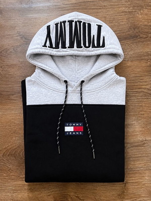 Tommy Jeans men's hoodie like new black and grey large with logo