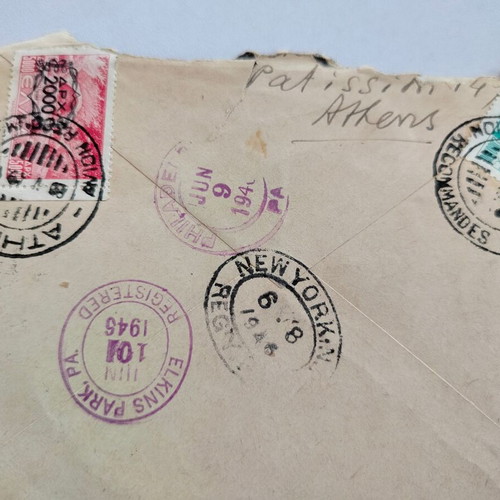 Envelopes with stamps and postmarks from the 1940s used, set of 2