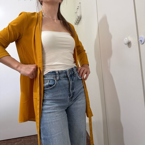 Blazer jacket light yellow like new with waist tie