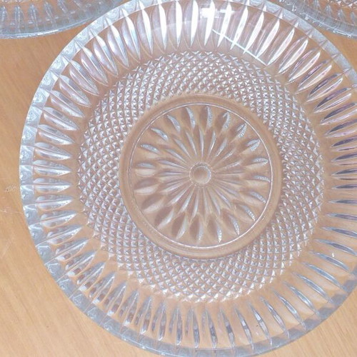 Vintage glass dessert plates used, set of 5