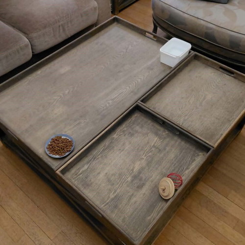 Coffee table 1.10 x 1.10 m, solid wood with removable parts