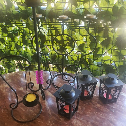 Metal candle holders collection of 6