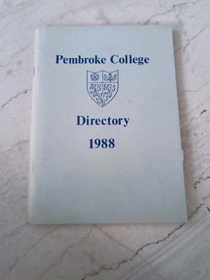 Directory Pembroke College University of Oxford 1988 like new