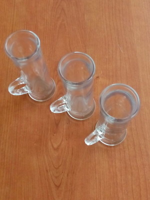 Glass cups with handle set of 3, new