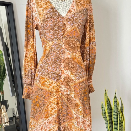 Anthropologie boho dress like new, brown and orange, size M