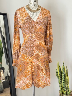 Anthropologie boho dress like new, brown and orange, size M