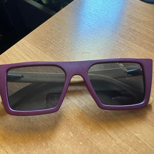 Blue Planet Eco Eyewear wooden sunglasses new, unisex, beige and purple