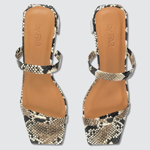 By Far Tanya snakeprint sandals like new, size 39