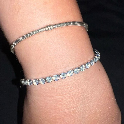 Tennis bracelet stainless steel diamond new, white silver