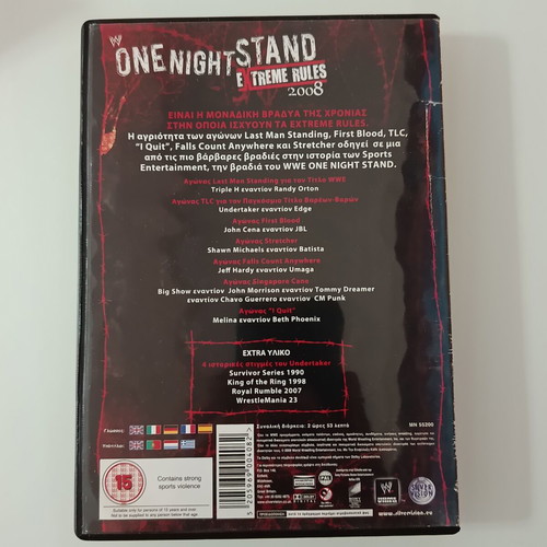 One Night Stand Extreme Rules 2008 DVD used, wrestling movie with subtitles