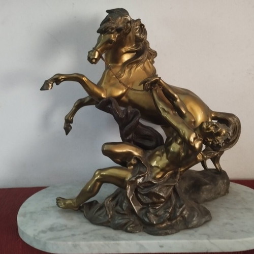 Marly Horse bronze sculpture used with marble base