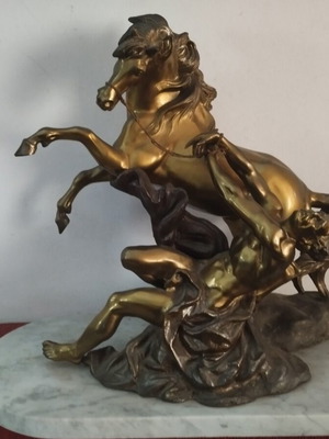 Marly Horse bronze sculpture used with marble base